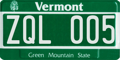 VT license plate ZQL005