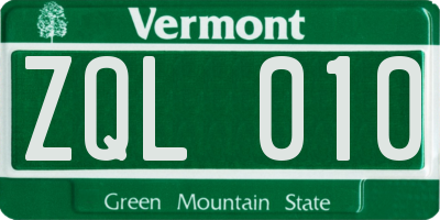 VT license plate ZQL010