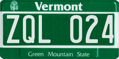 VT license plate ZQL024