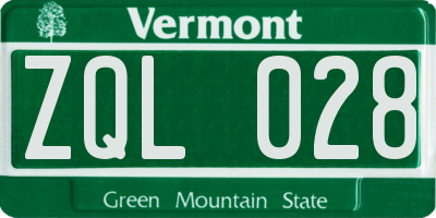 VT license plate ZQL028