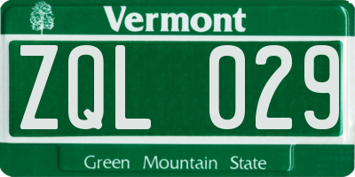 VT license plate ZQL029