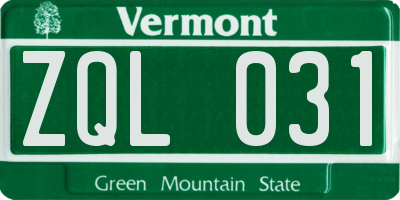 VT license plate ZQL031