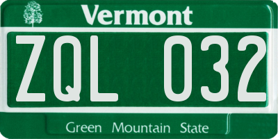 VT license plate ZQL032