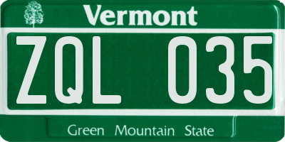 VT license plate ZQL035