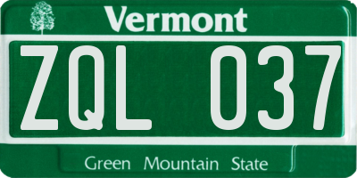 VT license plate ZQL037