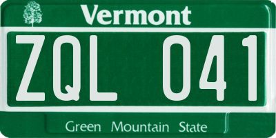 VT license plate ZQL041