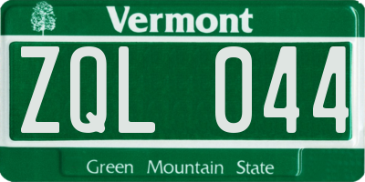 VT license plate ZQL044
