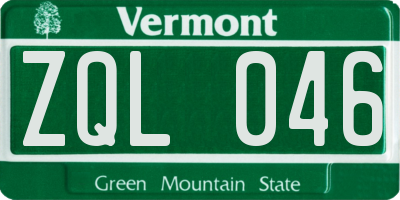 VT license plate ZQL046