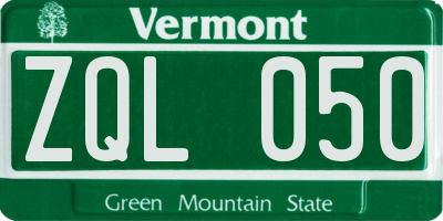VT license plate ZQL050