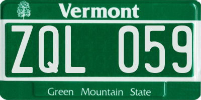 VT license plate ZQL059