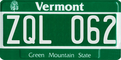 VT license plate ZQL062