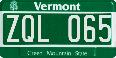 VT license plate ZQL065