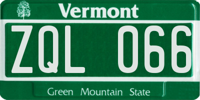 VT license plate ZQL066