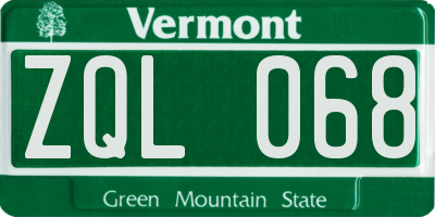VT license plate ZQL068