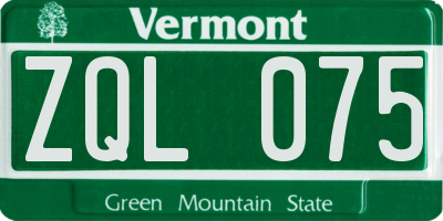 VT license plate ZQL075