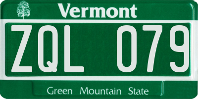 VT license plate ZQL079