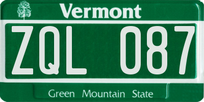 VT license plate ZQL087
