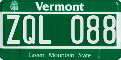 VT license plate ZQL088