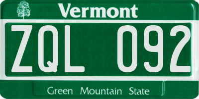 VT license plate ZQL092