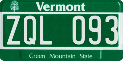 VT license plate ZQL093