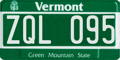 VT license plate ZQL095