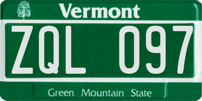 VT license plate ZQL097