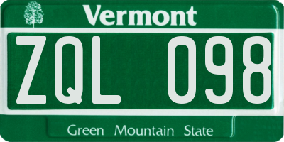VT license plate ZQL098