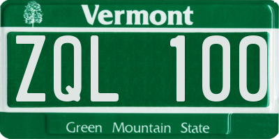 VT license plate ZQL100