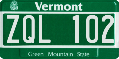 VT license plate ZQL102