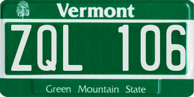 VT license plate ZQL106