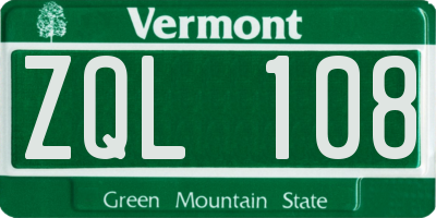 VT license plate ZQL108