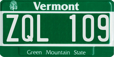 VT license plate ZQL109