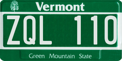 VT license plate ZQL110