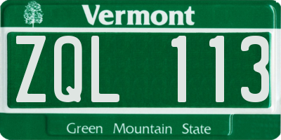 VT license plate ZQL113