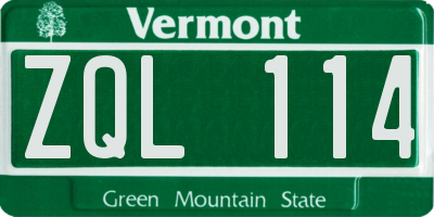 VT license plate ZQL114