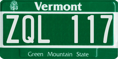 VT license plate ZQL117