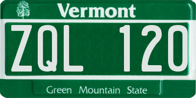 VT license plate ZQL120