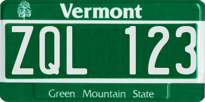 VT license plate ZQL123