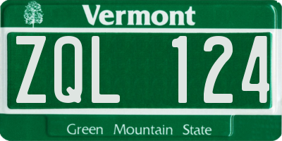 VT license plate ZQL124