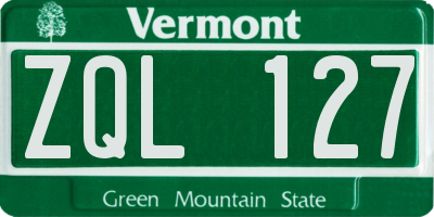 VT license plate ZQL127