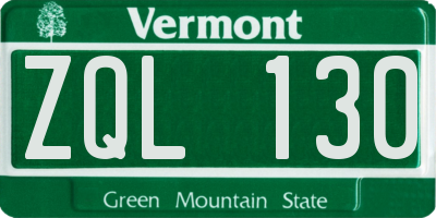 VT license plate ZQL130