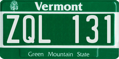 VT license plate ZQL131