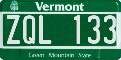 VT license plate ZQL133