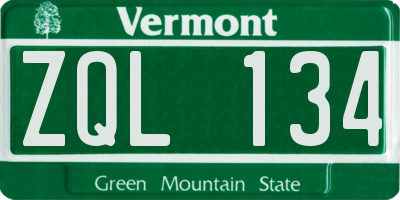 VT license plate ZQL134