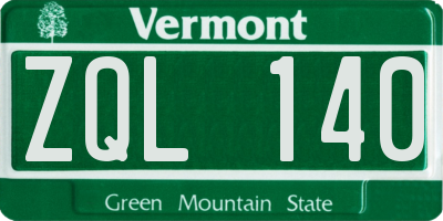 VT license plate ZQL140