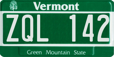 VT license plate ZQL142