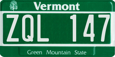 VT license plate ZQL147