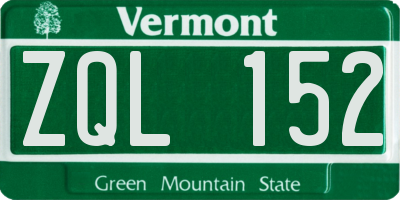 VT license plate ZQL152