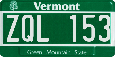 VT license plate ZQL153