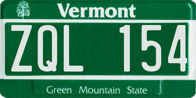 VT license plate ZQL154